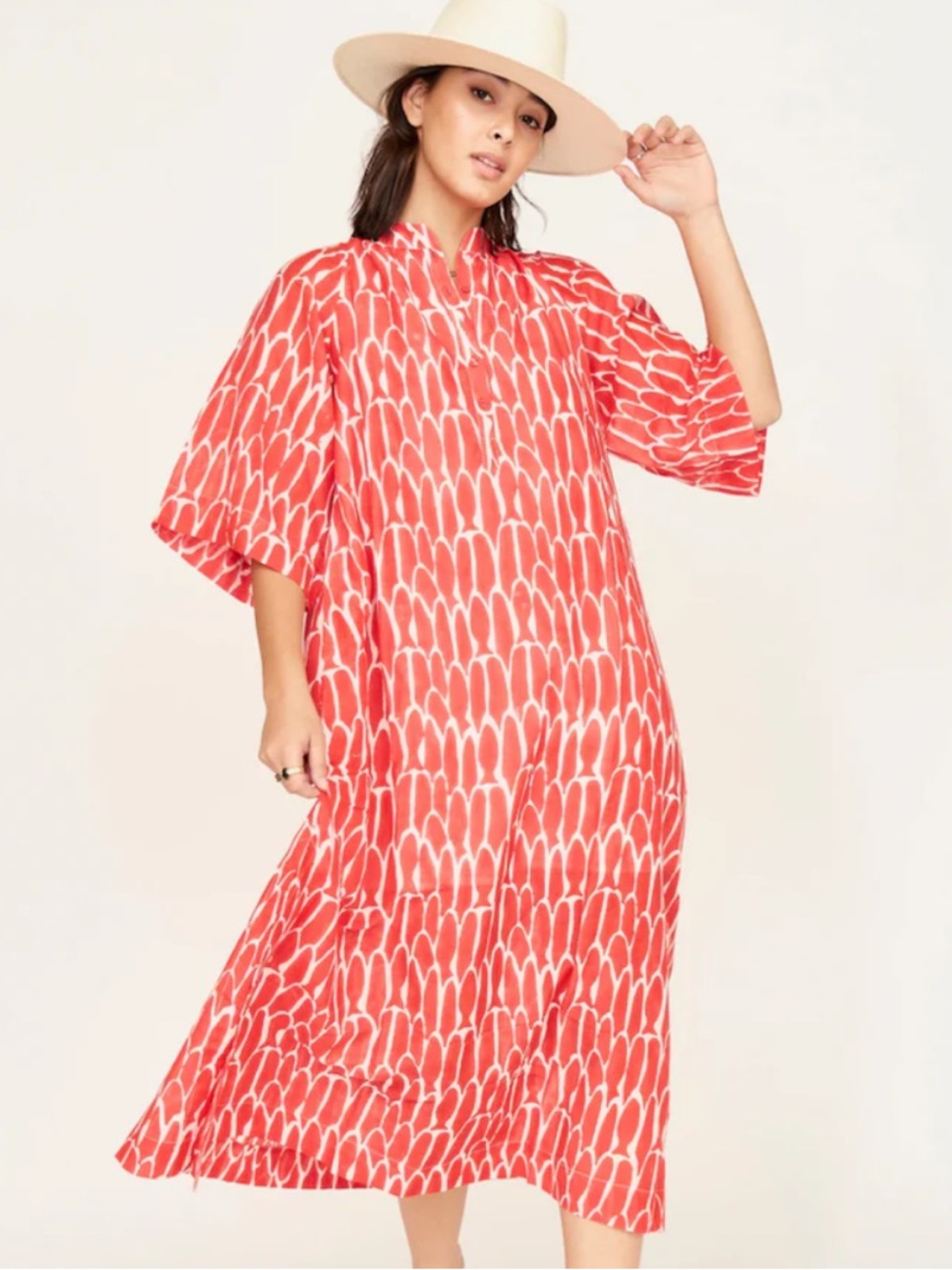 NWOT MIRTH Faro caftan. Red Fish print. Size Small. - Picture 5 of 10